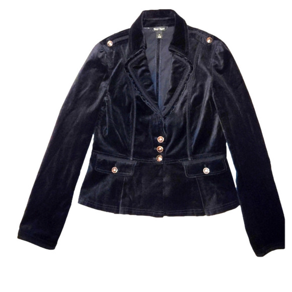 White house black market black velvetine  stretch blazer in sz 8 - Picture 1 of 12